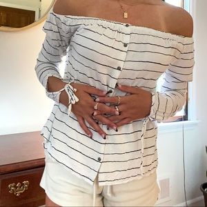 off the shoulder stripped top